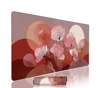 Abstract Mouse Mat Large Gaming Mouse Pad Flower Computer Keyboard Pads xxl 1000x400x3mm Waterproof Smooth Cloth Surface with Rubber Base Non-Slip Desk Matt with Stitched Edges for PC Laptop w-6849