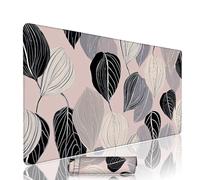 Abstract Mouse Mat Large Gaming Mouse Pad Leaves Computer Keyboard Pads xxl 1000x400x3mm Waterproof Smooth Cloth Surface with Rubber Base Non-Slip Desk Matt with Stitched Edges for PC Laptop w-8841