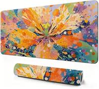 Abstract Mouse Mat XXL 400 x 200 x 3mm Gaming Mouse Pad Flower Desk Accessories, Extra Large Size Improve Mobility Accuracy and Speed, Desk Mat with Non Slip Base and Stitched Edge for Gaming DZ-61