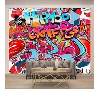 Abstract Multicolour Graffiti Creative Personalities 3D Wallpaper Textured Silk Easy Install Living Room Sofa Bedroom Dining Room Home Decoration Wall-430cm×300cm