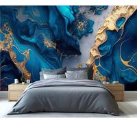 Abstract Murals Abstract Grey Marble Art Deco Wallpaper Dark Blue Fluid Marble Wallpaper Luxury Gold Foil Bedroom Wall Paper for Bedroom Living Room Mural Poster 300X240cm