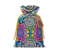 Abstract Mushroom Colorful Mandala Christmas Drawstring Sack Gift Bag, Lightweight And Cute In Design