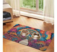Abstract Mushroom Colorful Mandala Print Pet Absorbent Leather Tablecloth Perfect for Dogs, Cats, and Other Pets