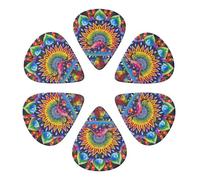 Abstract Mushroom Colorful Mandala Printed Guitar Picks -6 Pcs Guitar Picks Plectrum,Guitar Accessories,Electric Guitar Pick 0.71mm