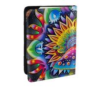 Abstract Mushroom Colorful Mandala Printed Passport Holder - 6.5 x 4.5 Inch RFID Blocking Travel Wallet,Stylish Passport Cover,Lightweight Document Organizer for Cards