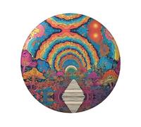 Abstract Mushroom Colorful Mandala Round Badge - Durable Tinplate Design With Full Single-Sided Print, Perfect For Custom Gifts & Apparel Decoration
