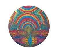 Abstract Mushroom Colorful Mandala Round Badge - Durable Tinplate Design With Full Single-Sided Print, Perfect For Custom Gifts & Apparel Decoration