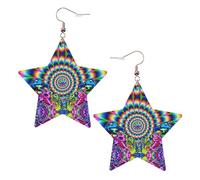 Abstract Mushroom Colorful Mandala Women's Fashion Earrings, Celestial Dangle Earrings, Star Shape Jewelry for a Versatile