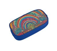 Abstract Mushroom Colorful Mandala Zipper Pencil Case Pouch Pen Box Large Capacity Storage Bag for Office & Travel Multi-Compartment Stationery Organizer Holder Gift for Women Men 21x10.5x5 cm
