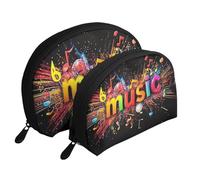 Abstract Music Art Printed Makeup Bags 2-Piece Portable Shell Travel Toiletry Bag