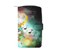 Abstract Music Symbol Wallet Multifunctional Leather Wallets for Men Compact Long Wallet Credit Card Holder Passport Bag