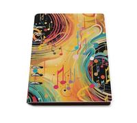 Abstract Music Theme Notebook, A5 PU Leather Loose Leaf Notebook with 90 Sheets, Refillable Binder for Writing, Note Taking, Journaling