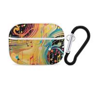Abstract Music Themed AirPod Pro Case, Anti Scratch Hard PC Cover with Keychain, AirPod Pro 2nd/1st Case Accessories for Women Men, White-Style