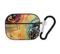 Abstract Music Themed AirPod Pro Case, Anti Scratch Hard PC Cover with Keychain, AirPod Pro 2nd/1st Case Accessories for Women Men, Black-Style
