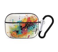 Abstract Music Themed AirPods Pro Case Cover with Keychain Ring PC Hard Shell Protective Case for AirPods Pro 2nd for Women Men Generation Easy Open Full Drop Protection Cover Black-Style