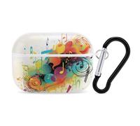 Abstract Music Themed AirPods Pro Case Cover with Keychain Ring PC Hard Shell Protective Case for AirPods Pro 2nd for Women Men Generation Easy Open Full Drop Protection Cover White-Style