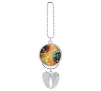 Abstract Music Themed Car Hanging Pendant, Zinc Alloy Rearview Mirror Charms - Relieve Visual Fatigue, Vintage Keychain Pendant, Lucky Car Interior Hanging Decoration, Silver-Style