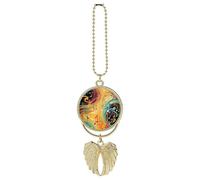Abstract Music Themed Car Hanging Pendant, Zinc Alloy Rearview Mirror Charms - Relieve Visual Fatigue, Vintage Keychain Pendant, Lucky Car Interior Hanging Decoration, Golden-Style