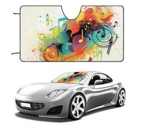 Abstract Music Themed Car Windshield Sun Shade Keep Car Interior Cool 51"x28" Folding Front Window Sun Shade, Heat Shield for SUV, Truck, Blocks UV