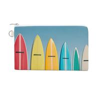 Abstract Music Themed Coin Purse Canvas Wallet Cute Change Purse Small Storage Bag with Zipper, Colorful surfboard, One Size, Flowers and Animals