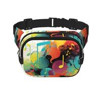 Abstract Music Themed Fanny Pack For Women Waterproof Adjustable Belt Bags Waist Pack Fashion Casual Crossbody Bags Bum Bag For Running Workout Hiking Traveling, Black, One Size