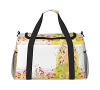 Abstract Music Themed Full Print Travel Duffle Bag with Adjustable Shoulder Strap,Large Capacity Twill Polyester Crossbody Bag for Gym,Weekend Trips Outdoor Activities