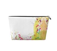 Abstract Music Themed Leather Travel Cosmetic Bag Portable Toiletry Bag Organizer Bag Travel Makeup Bag for Women/Men
