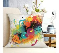 Abstract Music Themed Print Throw Pillow Covers Soft Couch Cushion Covers Durable Cushion Cases Square Pillowcases for Home Decor 18"x18"