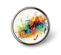 Abstract Music Themed Round Badge Cute Enamel Lapel Pin Brooches Button Pin Personalized Clothing Decoration Unisex Badge Holder Hats Bags Shirts Decor