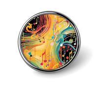Abstract Music Themed Round Badge for Men Women, Durable & Stylish Lapel Pins, Lightweight Metal Badges for Shirts, Jackets, Hats