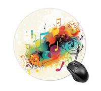 Abstract Music Themed Round Mouse Pad Smooth Glide Gaming Mousepad Extra Density Portable Comfortable Mouse Mat for Desk, Home, Office 7.8x7.8 Inches