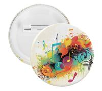 Abstract Music Themed Tinplate Badge Personalized Round Brooch Large Craft Button Suitable for Teachers, Nurses, Doctors, Staff, Party Gift Accessories, 20pcs, Plastic, plastics