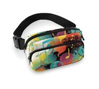 Abstract Music Themed Waist Bag Fashion Fanny Bag with Adjustable Strap for Outdoor Workout Cycling Unisex, white, 20x13cm, Waist Bag