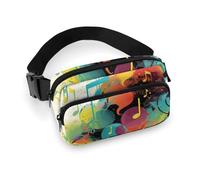 Abstract Music Themed Waist Bag Fashion Fanny Bag with Adjustable Strap for Outdoor Workout Cycling Unisex, white, 20x13cm, Waist Bag