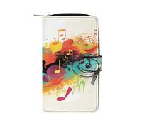 Abstract Music Themed Wallet Multifunctional Leather Wallets for Men Compact Long Wallet Credit Card Holder Passport Bag