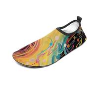 Abstract Music Themed Water Shoes for Men Women, Lightweight Stretch Swim Shoes with Anti-Slip Rubber Sole, Quick-Dry Aqua Socks for Pool, Beach, Surfing, Style, 12 Women/12 Men