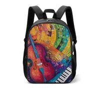 Abstract Musical Instrument Violin Piano Keys Casual Daypack Daily Backpacks Travel Shoulder Bag with Adjustable Straps for Women Men