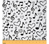 Abstract Musical Notes Fabric by The Yard Kids Cartoon Style Simple Design Fabric for Upholstery and Home DIY Projects Sweet Heart Geometric Fabric for Chairs Curtains Lamp Shade,1 Yard