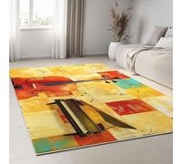 Abstract Musical Notes Piano Colour Block Durable Washable Rug 120 x 170 cm, Multicolour Short Pile Carpet Non-Slip Carpet - Non-Shedding Printed Rug for Living Room Bedroom Hallway Home Office