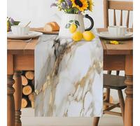 Abstract Natural Art Marble Pattern Table Runner 70 Inches Long,Table Runners Kitchen Dining Tables Decoration for Home Party Decor, Stone Texture Gpld Stripe Tables Runner Wedding Dresser Scarf