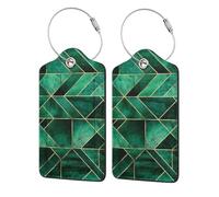 Abstract Nature - Emerald Green,Luggage Tags Pu Leather Name Tag Travel Suitcase Identifier ID Tags Durable Luggage Label 2 pcs