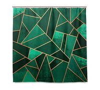 Abstract Nature - Emerald Green Polyester Shower Curtain For Bathroom Print Set With Rust Proof Grommets 72X72inch