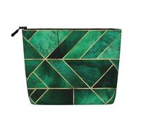 Abstract Nature Emerald Green Shams, Cosmetic Bag Imitation Linen Makeup Bag Portable Travel Toiletry Bag