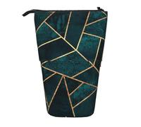 Abstract Nature Emerald Green,Standing Pencil Holder Stationery Bag Pencil Pouch Organizer Telescopic Pencil Case
