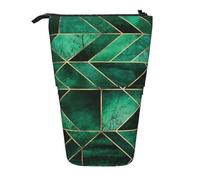 Abstract Nature - Emerald Green,Standing Pencil Holder Stationery Bag Pencil Pouch Organizer Telescopic Pencil Case