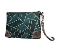 Abstract Nature Emerald Green,Wristlet Bags PU Leather Clutch Womens Zip Purse Wallet Handbag with Wrist Strap