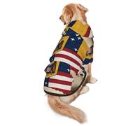Abstract Nebraska Flag Map Dog Hoodie for Medium Large Dogs, Warm Soft Pet Sweatshirt, Easy to Wear Jumper Clothes