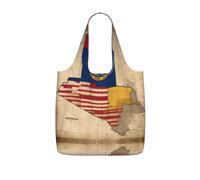 Abstract Nebraska Flag Map02 Print Grocery Bags Storage Bag Handbags | Reusable Grocery Bags Foldable Polyester Tote Lightweight Washable Large Tote Bag For Daily Shopping
