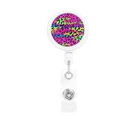 Abstract Neon Bright Geometric Pattern, Retractable Badge Holder,Badge Reels Holder with ID Clip Alligator Clip