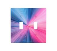 Abstract Neon Light Rays Pink Blue Double Gang Toggle Light Cover Wall Plate Switch Decor Standard Size - 11.4x11.4cm